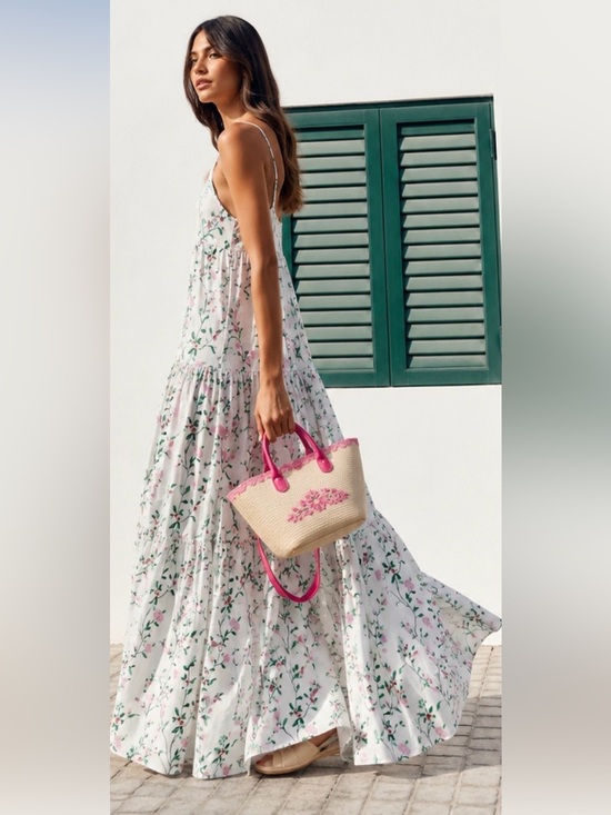 Longchamp Dresses & Skirts - NWT Longchamp SS23 Floral Botanical Tiered Maxi Dress in White Floral  Sz US 4